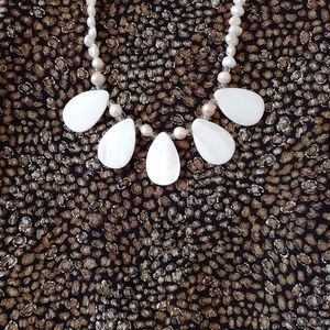1/2 Price Marked Crystal, Celluloid Teardrops and Faux Pearl Necklace 1990's